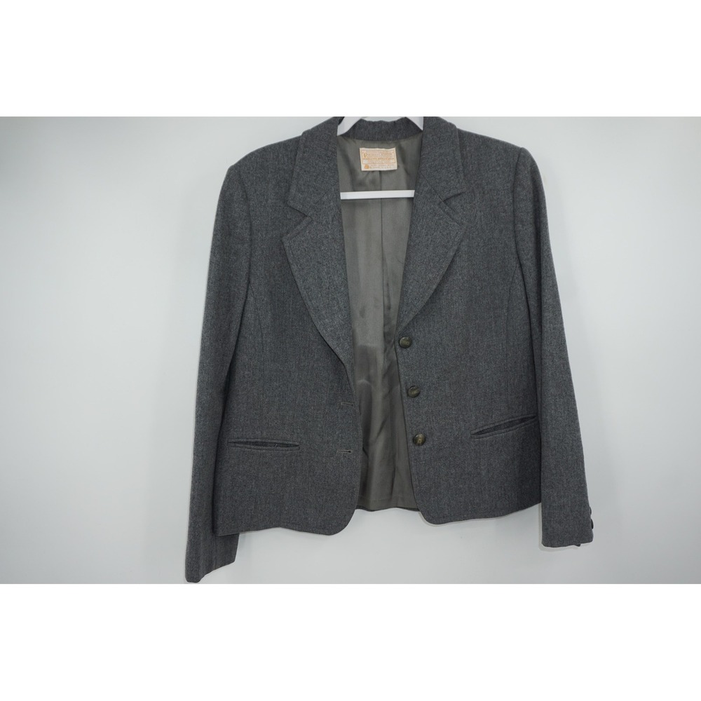 Vintage Pendleton Blazer Womens 8 Gray Wool Jacket Lined Made USA Classic